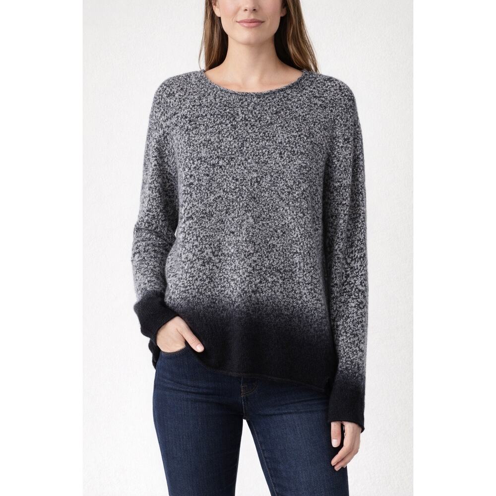 VINCE 100% Cashmere Gray Black Ombré Dip Dye Oversized Sweater Top Women’s Large